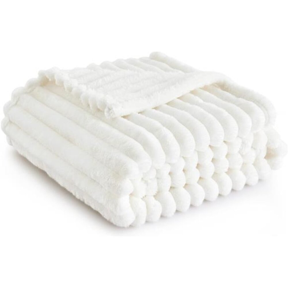 GentleSoft White Throw Blanket for Couch - Cozy Blanket for Women, Cute